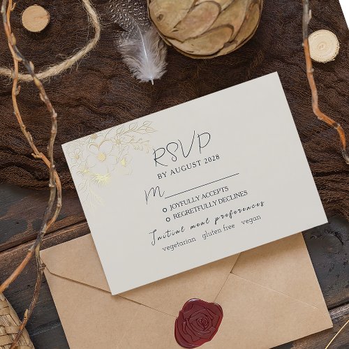 Elegant Wedding Meal Choice RSVP Card