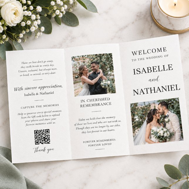 Elegant Wedding Memorial Program| In Loving Memory Tri-Fold Invitation (Creator Uploaded)