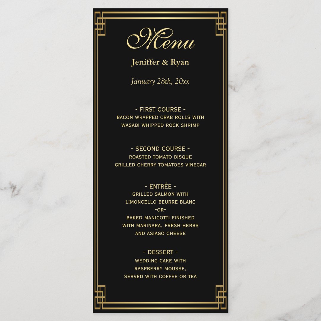 Elegant Wedding Menu Zazzle