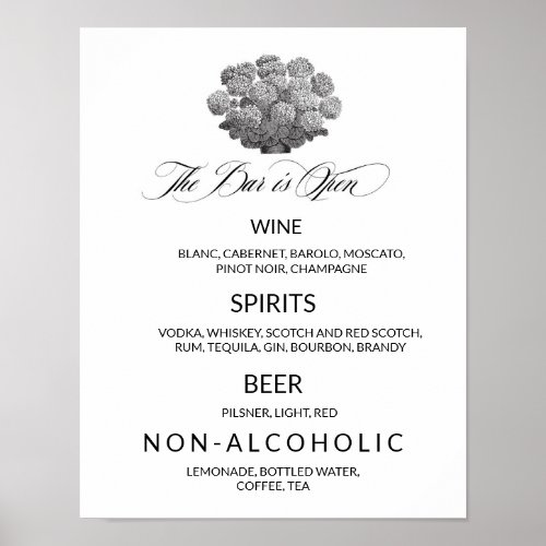Elegant Wedding Menu Bar Charlotte FL Poster