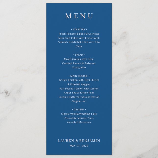 Elegant Wedding Menu Card (Front)