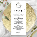 Elegant Wedding Menu Floral Monogram Card<br><div class="desc">A simple chic monogram watercolor floral gray, cream and beige wedding menu card. Easy to personalize with your details. Modern boho wedding menu card editable, wreaths photo wedding invitation, customizable, calligraphy handwritten font, simple, elegant. CUSTOMIZATION: If you need design customization, please contact me through chat; if you need information about...</div>