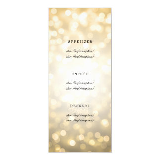 Elegant Wedding Menu Gold Glitter Lights Card