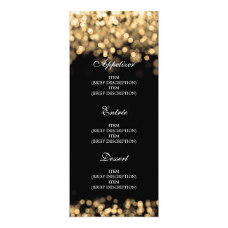 Elegant Wedding Menu Gold Lights Card