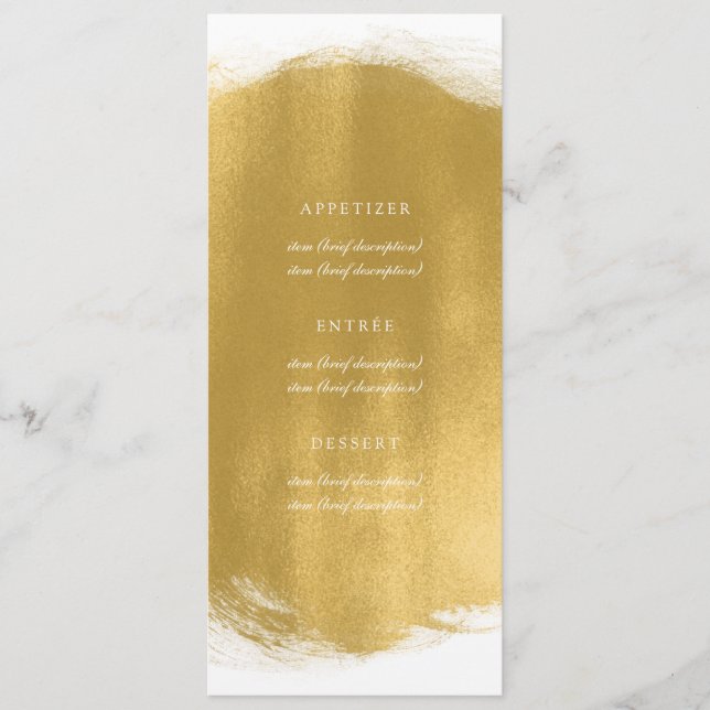 Elegant Wedding Menu Gold Paint Look (Front)