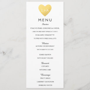 Elegant Wedding Menu heart initials