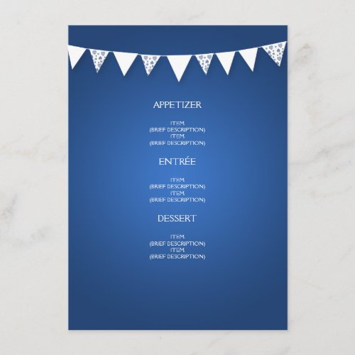 Elegant Wedding Menu Love Bunting Blue