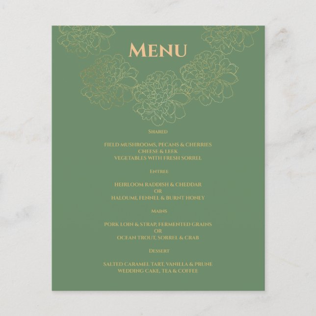Elegant WEDDING MENU. Menu Flyer (Front)