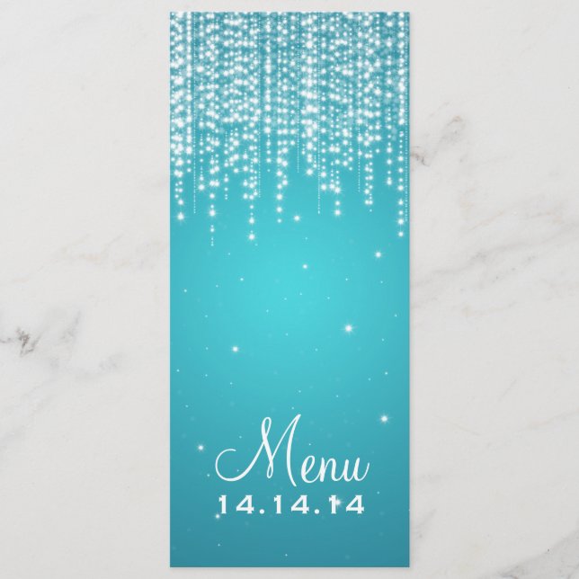 Elegant Wedding Menu Night Dazzle Blue (Front)