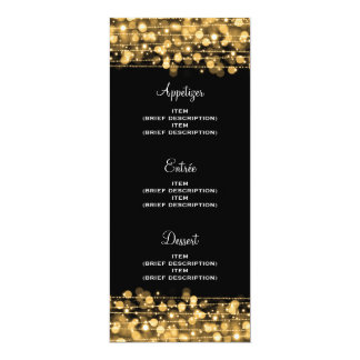 Elegant Wedding Menu Party Sparkles Gold Card