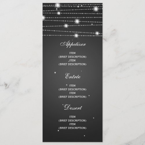 Elegant Wedding Menu Sparkling Lines Black