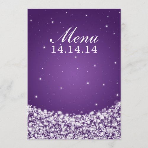 Elegant Wedding Menu Star Sparkle Purple