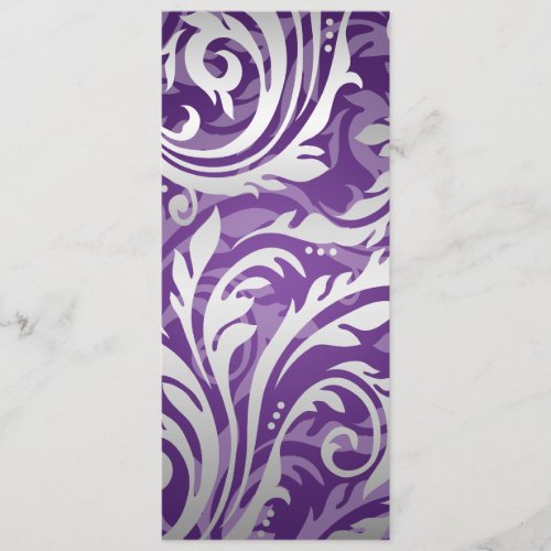 Elegant Wedding Menu Swirly Flourish Purple