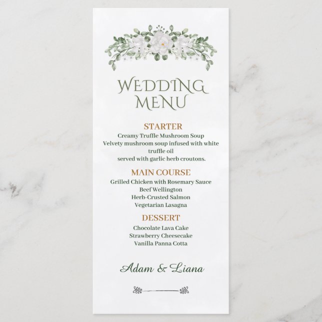 Elegant Wedding Menu – “Together They Built a Life (Front)