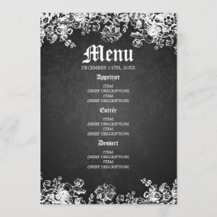 Elegant Wedding Menu Victorian Flourish Black