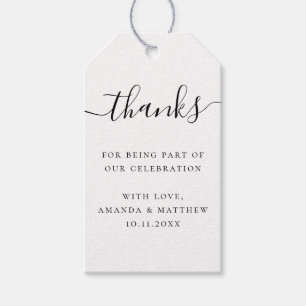 Elegant Wedding Minimal Script Thank You Favor Gift Tags