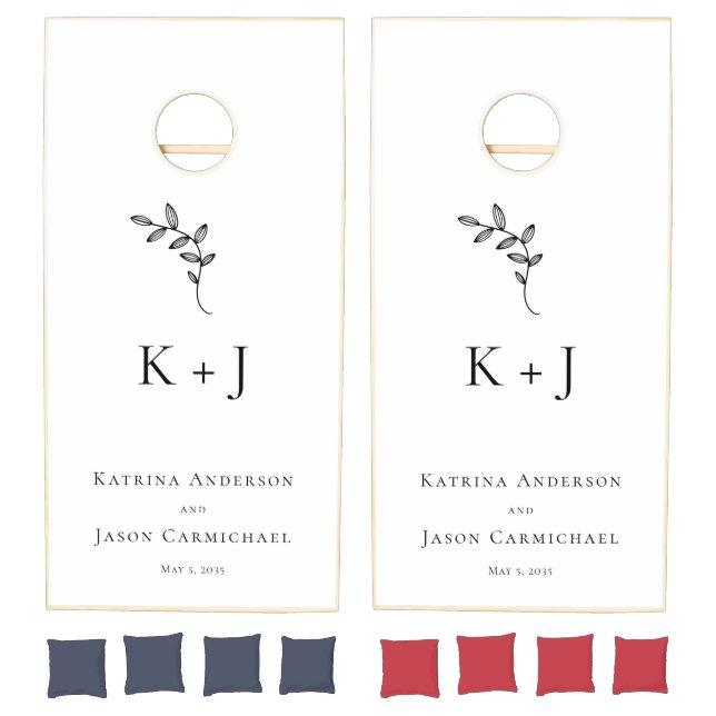 Elegant Wedding Minimal Simple Monogram Cornhole Set (Set)