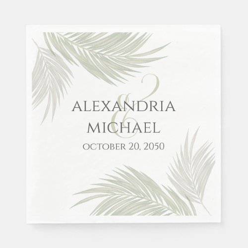 Elegant Wedding Minimalist Tropical Palm Leaves Napkins