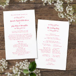 Elegant Wedding Modern Budget Ceremony Magenta Red<br><div class="desc">Elegant traditional wedding ceremony program features a romantic formal design. Two decorative flourishes each containing a single heart beautifully surround the couple's names on the front of the program and "The Wedding Party" caption on the back. Personalize all details in delicate magenta red lettering and script. For optimal results replace...</div>
