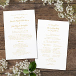 Elegant Wedding Modern Ceremony Chic Gold Program<br><div class="desc">Elegant traditional wedding ceremony program features a romantic formal design. Two decorative flourishes each containing a single heart beautifully surround the couple's names on the front of the program and "The Wedding Party" caption on the back. Personalize all details in delicate yellow gold-tone color lettering and script. For optimal results...</div>