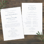 Elegant Wedding Modern Ceremony Dusty Blue Program<br><div class="desc">Elegant traditional wedding ceremony program features a romantic formal design. Two decorative flourishes each containing a single heart beautifully surround the couple's names on the front of the program and "The Wedding Party" caption on the back. Personalize all details in delicate dusty blue lettering and script. For optimal results replace...</div>