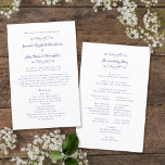 Elegant Wedding Modern Ceremony Periwinkle Program<br><div class="desc">Elegant traditional wedding ceremony program features a romantic formal design. Two decorative flourishes each containing a single heart beautifully surround the couple's names on the front of the program and "The Wedding Party" caption on the back. Personalize all details in delicate periwinkle blue lettering and script. For optimal results replace...</div>