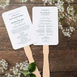 Elegant Wedding Modern Ceremony Program Emerald Hand Fan<br><div class="desc">Our elegant traditional wedding ceremony program features a romantic formal classic design. Two decorative flourishes each containing a single heart beautifully surround the couple's names on the front of the program and "The Wedding Party" caption on the back. Personalize all details in beautiful emerald green lettering and script. For optimal...</div>