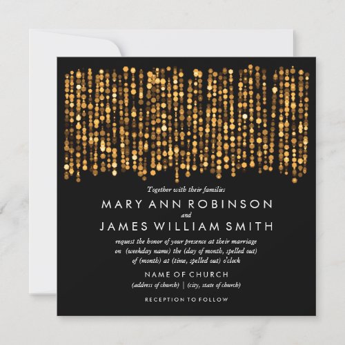 Elegant Wedding Modern Gold Lights Invitation
