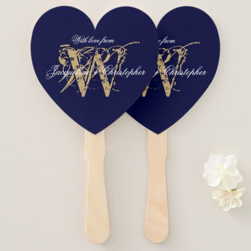 Elegant Wedding Modern Monogram And Names Chic Hand Fan