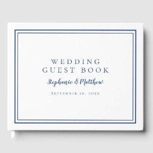 Elegant Wedding Modern Navy Blue Guest Book