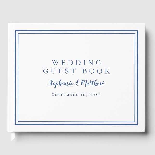 Elegant Wedding Modern Navy Blue Guest Book (Front)