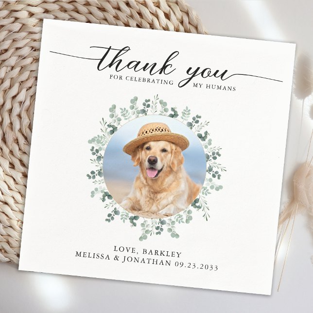 Elegant Wedding Modern Photo Dog Pet Thank You Napkins (Creator Uploaded)