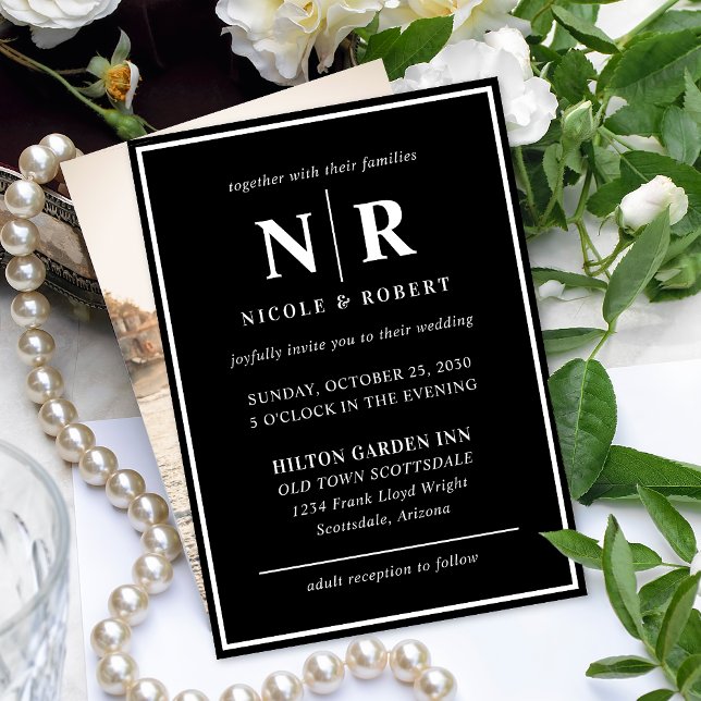 Elegant Wedding Monogram Bride And Groom Initials Invitation (Creator Uploaded)