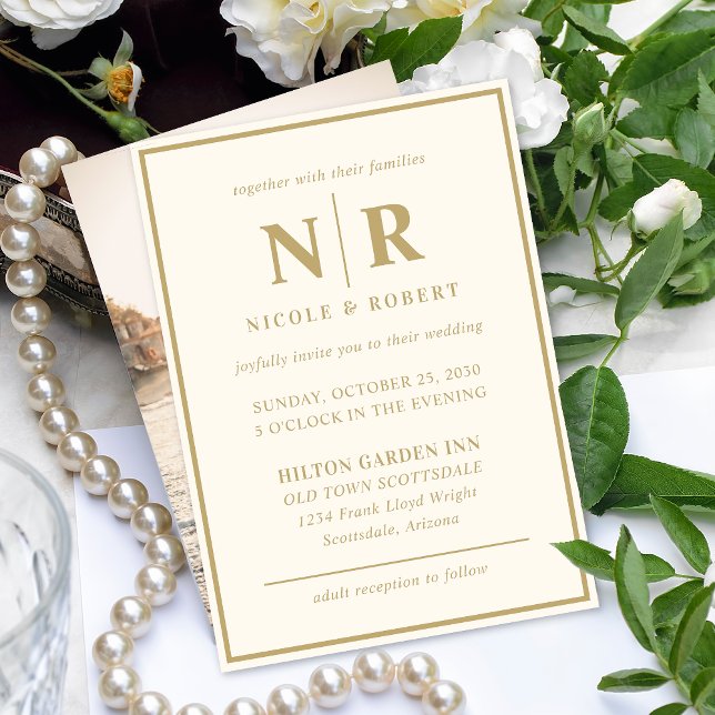 Elegant Wedding Monogram Bride And Groom Initials Invitation (Creator Uploaded)