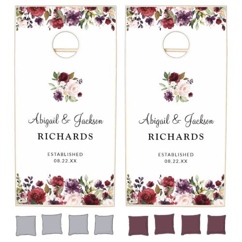 Elegant Wedding Monogram Bride  Groom Names Cornhole Set