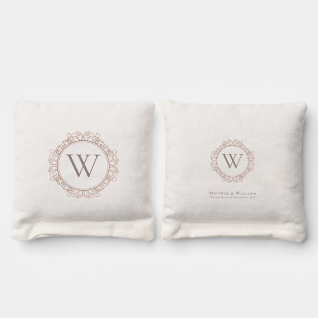 Elegant Wedding Monogram Cornhole Bags (Bag 1)