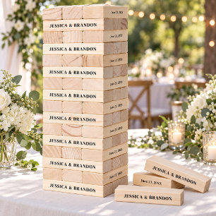Elegant Wedding Monogram Couples Names Game Topple Tower
