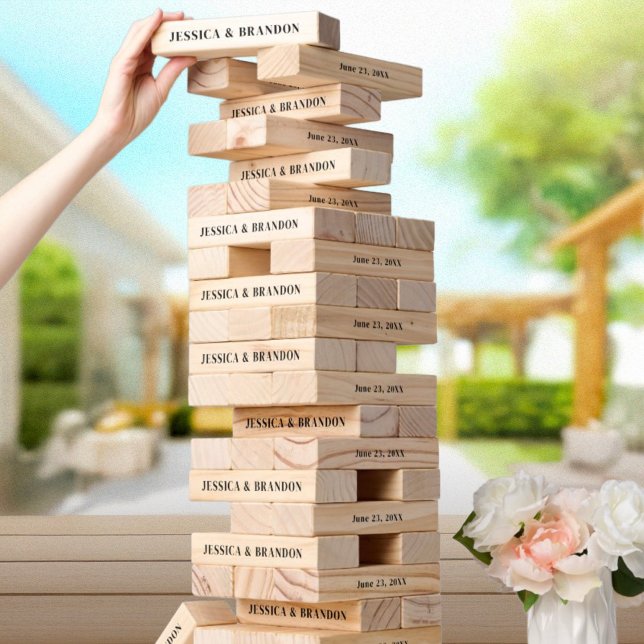 Elegant Wedding Monogram Couples Names Game Topple Tower (Creator Uploaded)