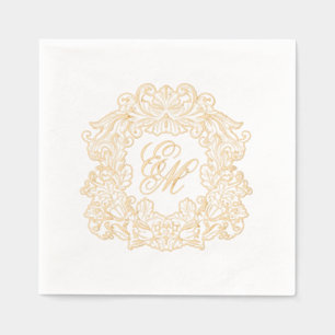 Elegant Wedding Monogram Crest Foil Napkins