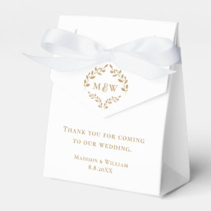 Elegant Wedding Monogram Crest Leaf Simple Custom Favor Boxes