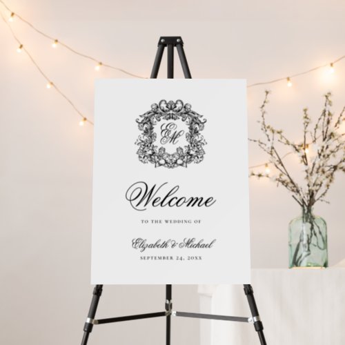 Elegant Wedding Monogram Crest Welcome Foam Board