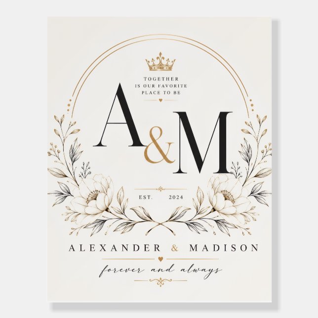 Elegant Wedding Monogram Design Foam Board (Front)