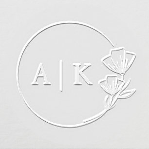 Elegant Wedding Monogram Floral Wreath Embosser