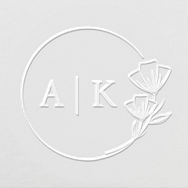 Elegant Wedding Monogram Floral Wreath Embosser (Design)
