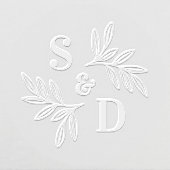 Elegant wedding monogram greenery leaves embosser (Design)