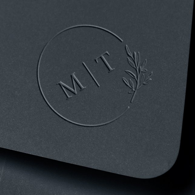 Elegant Wedding Monogram Greenery Leaves Embosser (Elegant Wedding Monogram Greenery Leaves Wreath Embosser.)