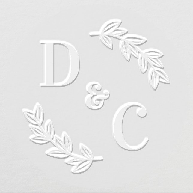 Elegant Wedding Monogram Greenery Leaves Embosser (Design)