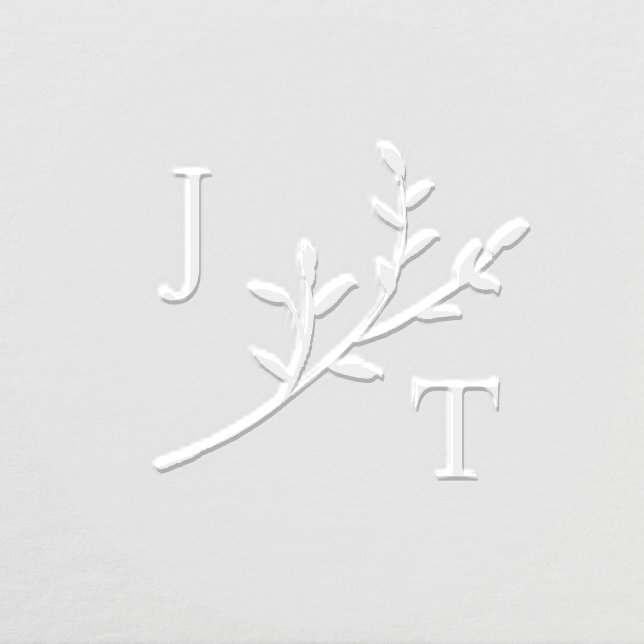 Elegant Wedding Monogram Greenery Leaves Embosser (Design)