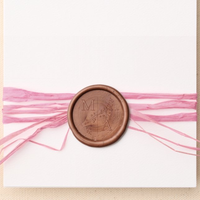 Elegant wedding monogram greenery leaves wax seal  sticker (Front)