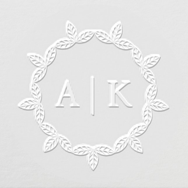 Elegant Wedding Monogram Greenery Wreath Embosser (Design)
